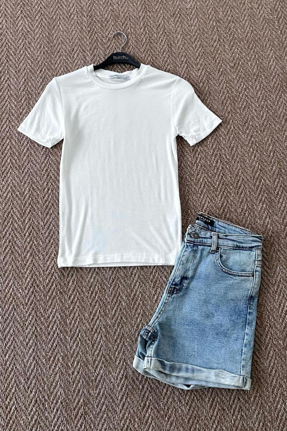 Kadın Bisiklet Yaka Kısa Kol Body - EKRU