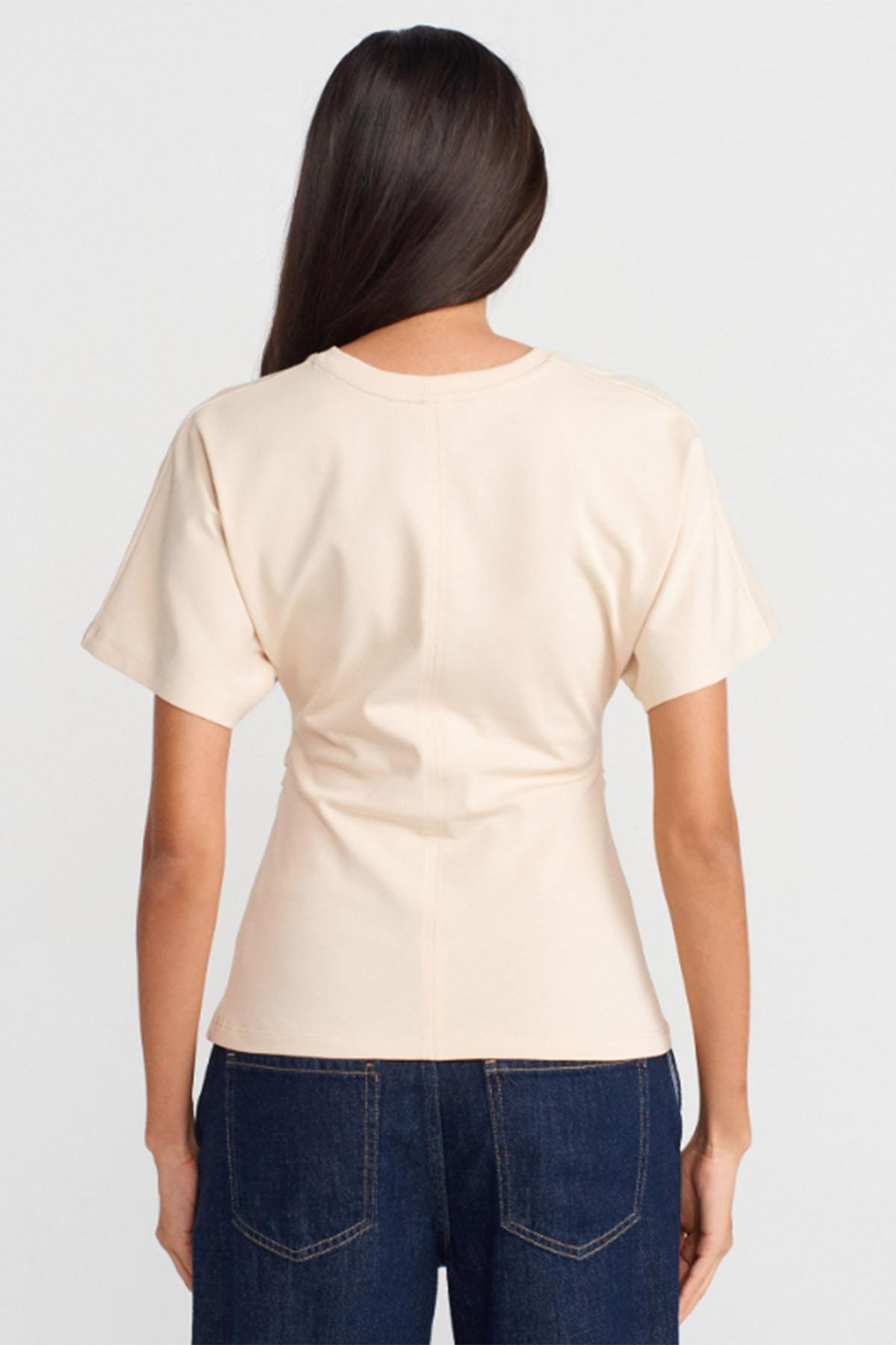 Kadın Drape Detaylı Tshirt - TAŞ