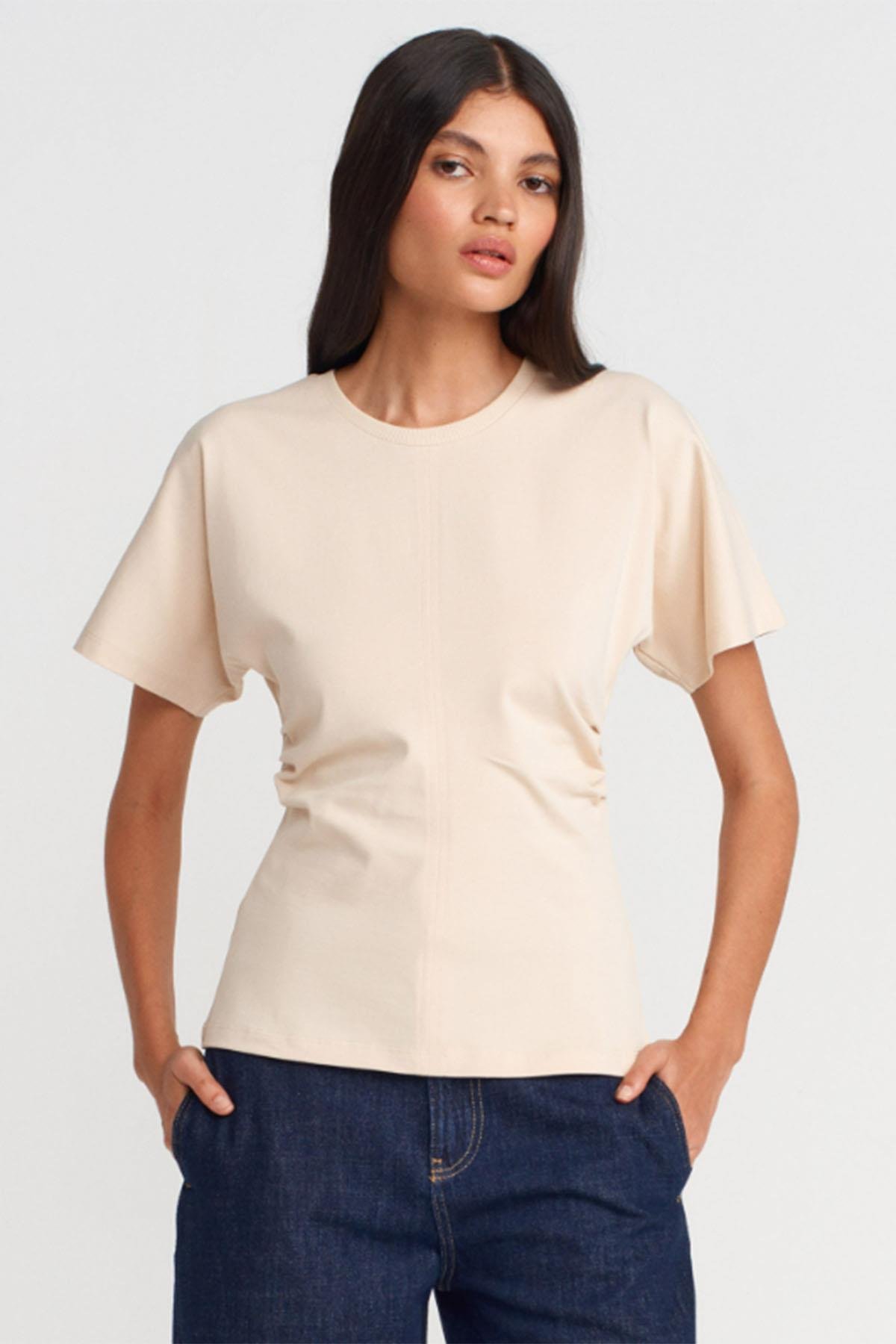 Kadın Drape Detaylı Tshirt - TAŞ