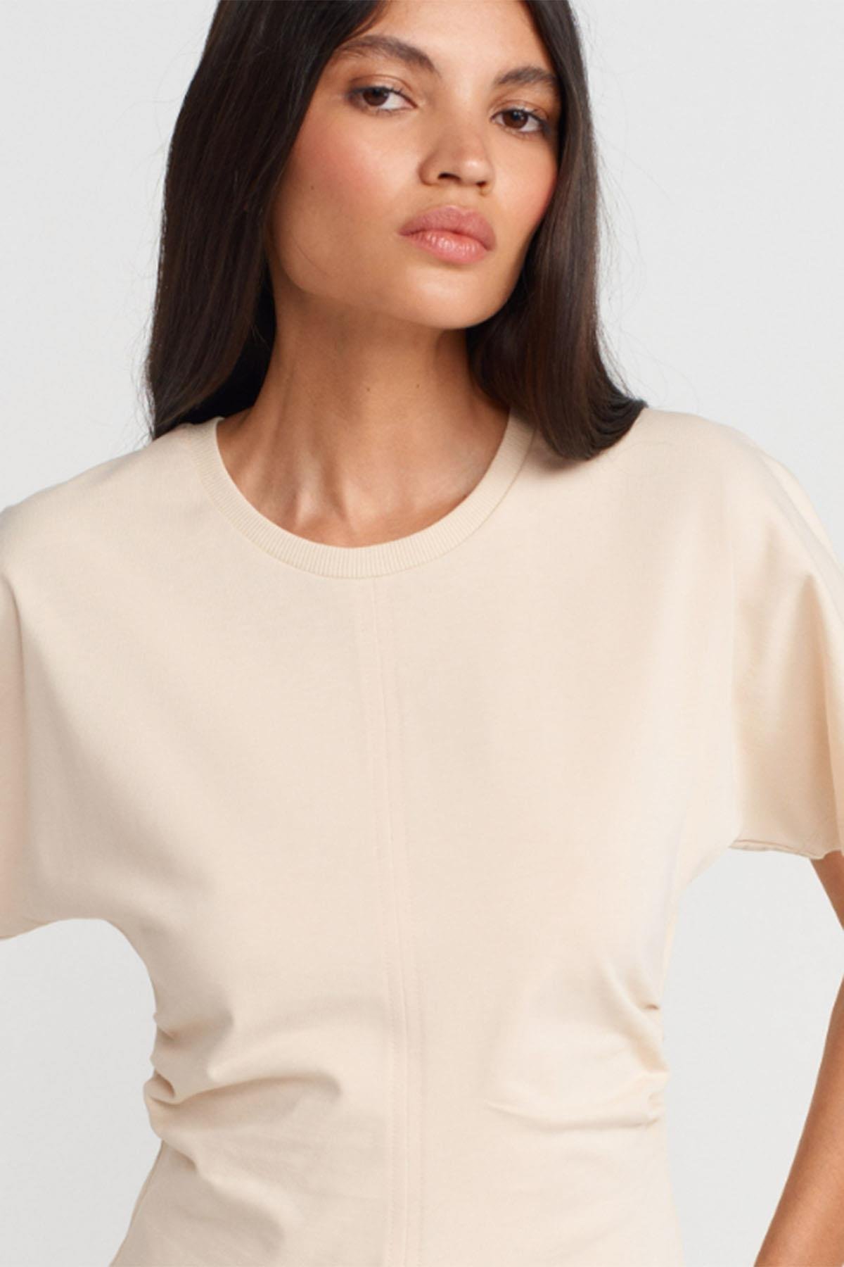 Kadın Drape Detaylı Tshirt - TAŞ