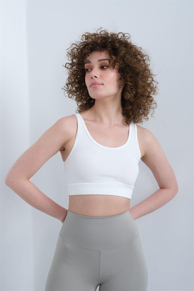 Kadın Fitilli Kalın Askılı Bralet Büstiyer - BEYAZ