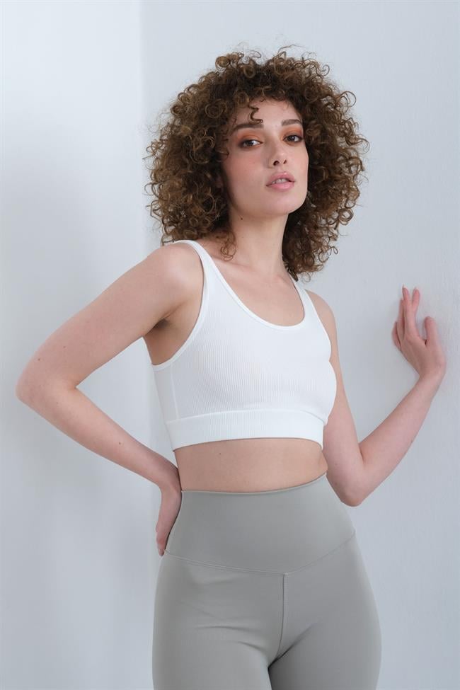 Kadın Fitilli Kalın Askılı Bralet Büstiyer - BEYAZ