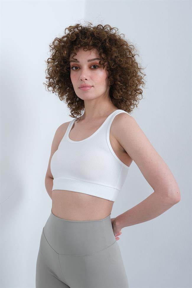 Kadın Fitilli Kalın Askılı Bralet Büstiyer - BEYAZ