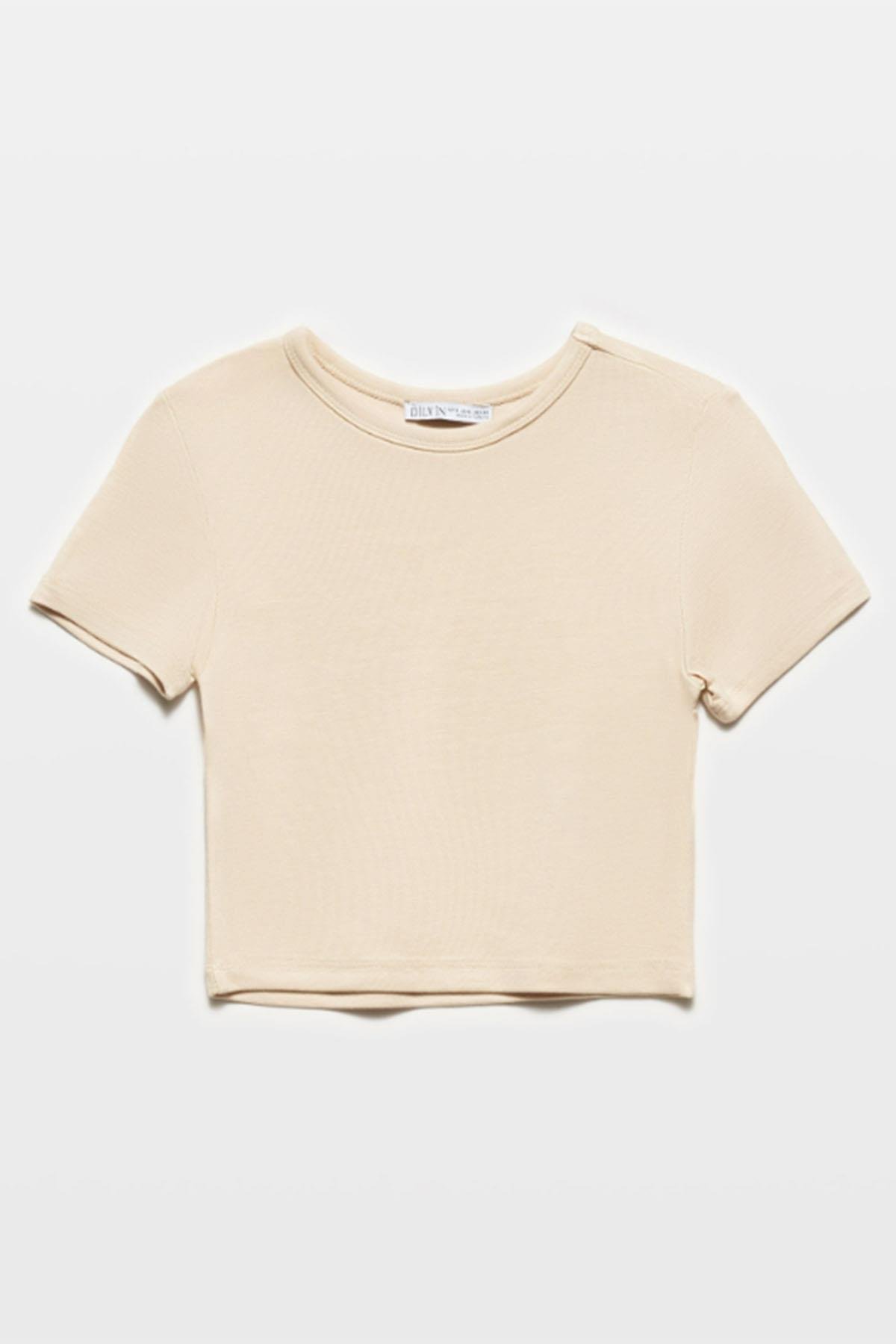 Kadın Modal Crop Top - AÇIK BEJ