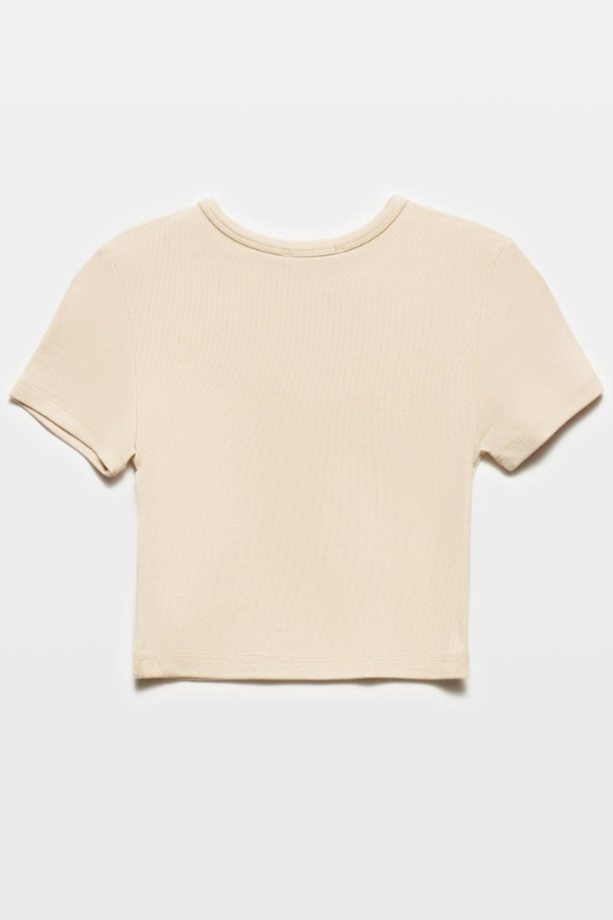 Kadın Modal Crop Top - AÇIK BEJ
