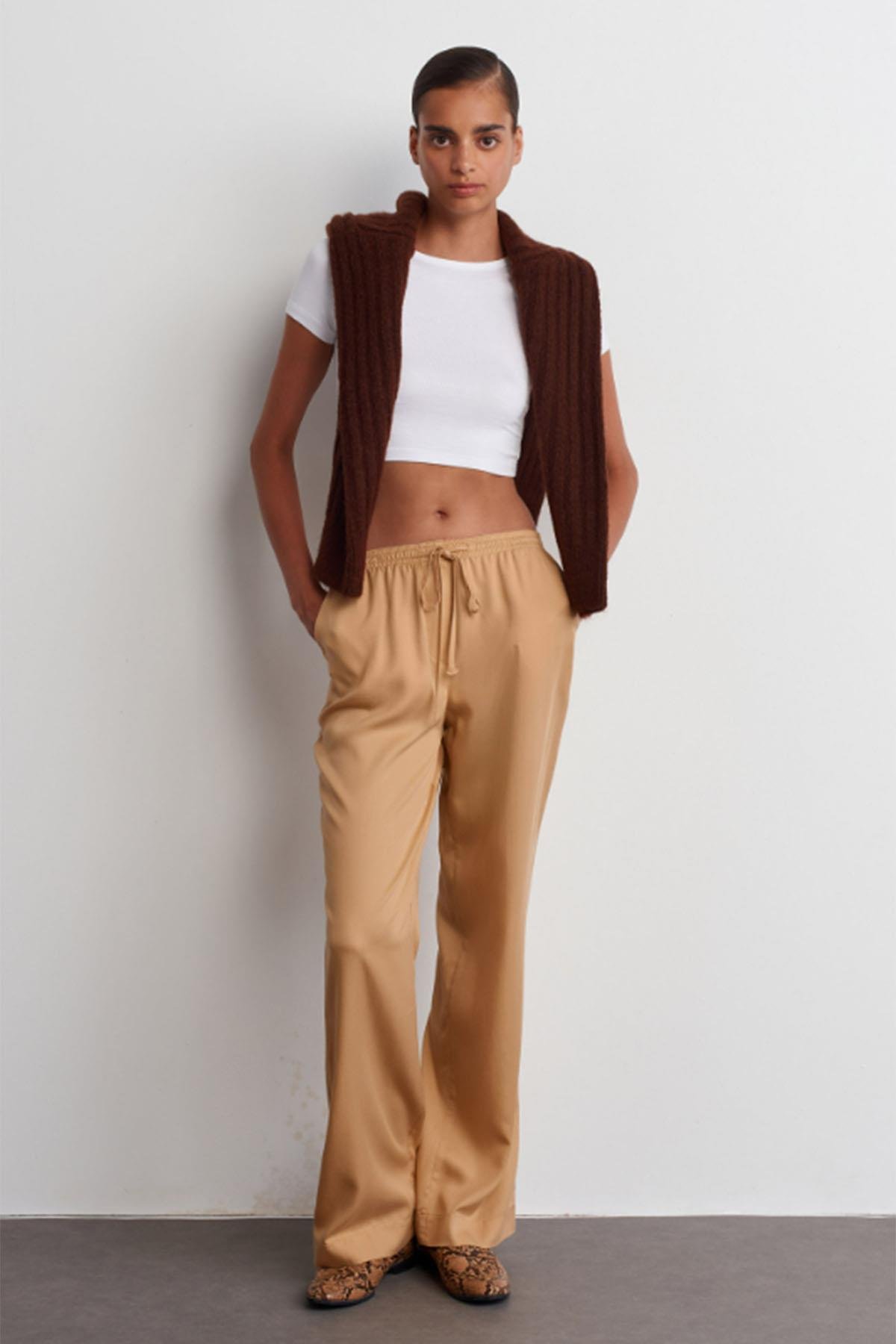Kadın Modal Crop Top - BEYAZ