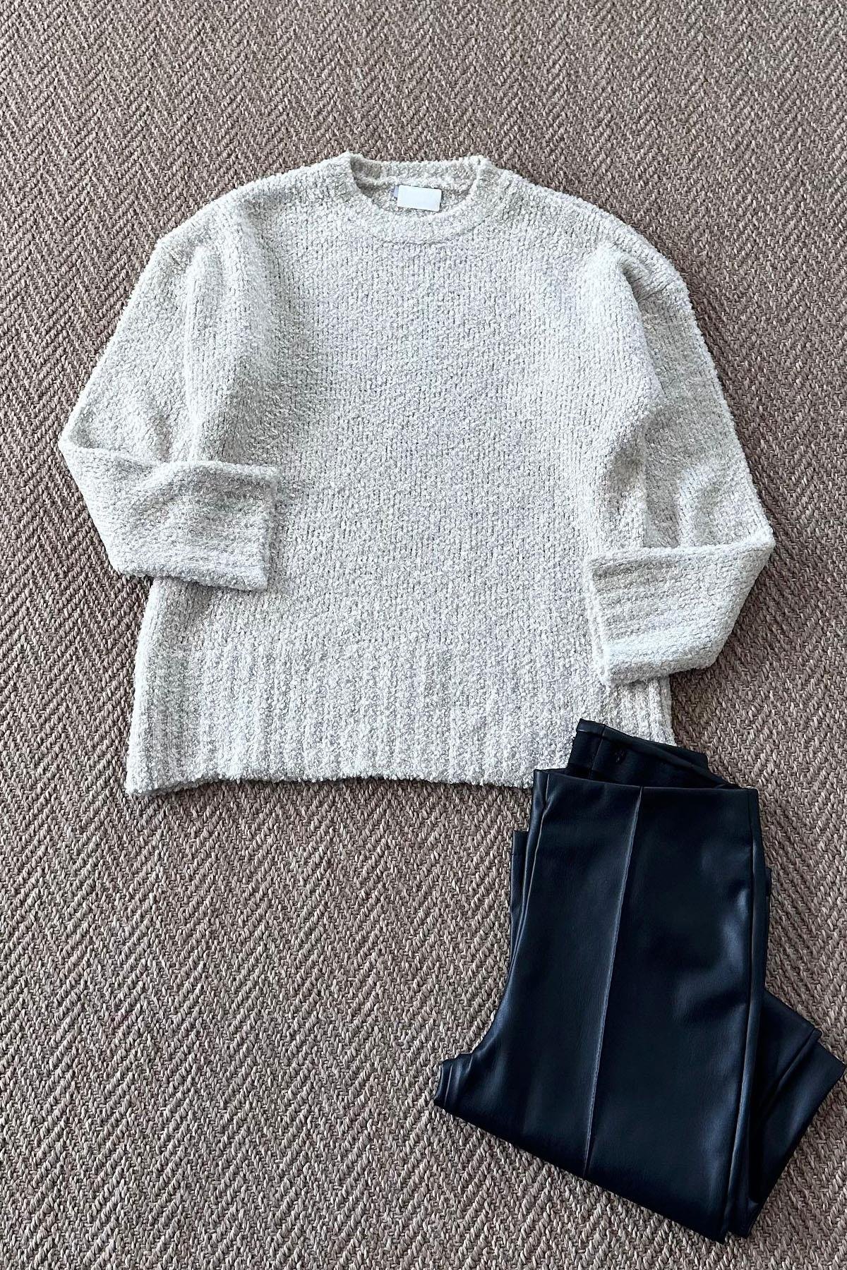Kadın Oversize Pinterest Buklet Kazak - TAŞ