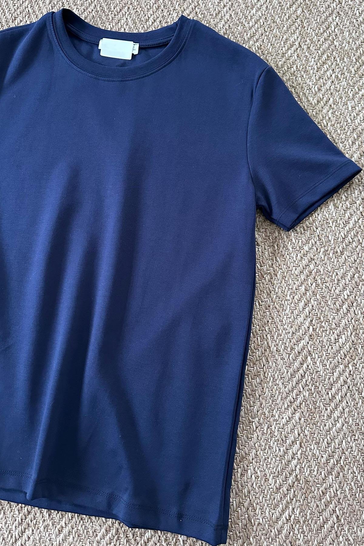 Kadın Pamuklu Basic Tshirt - LACİVERT