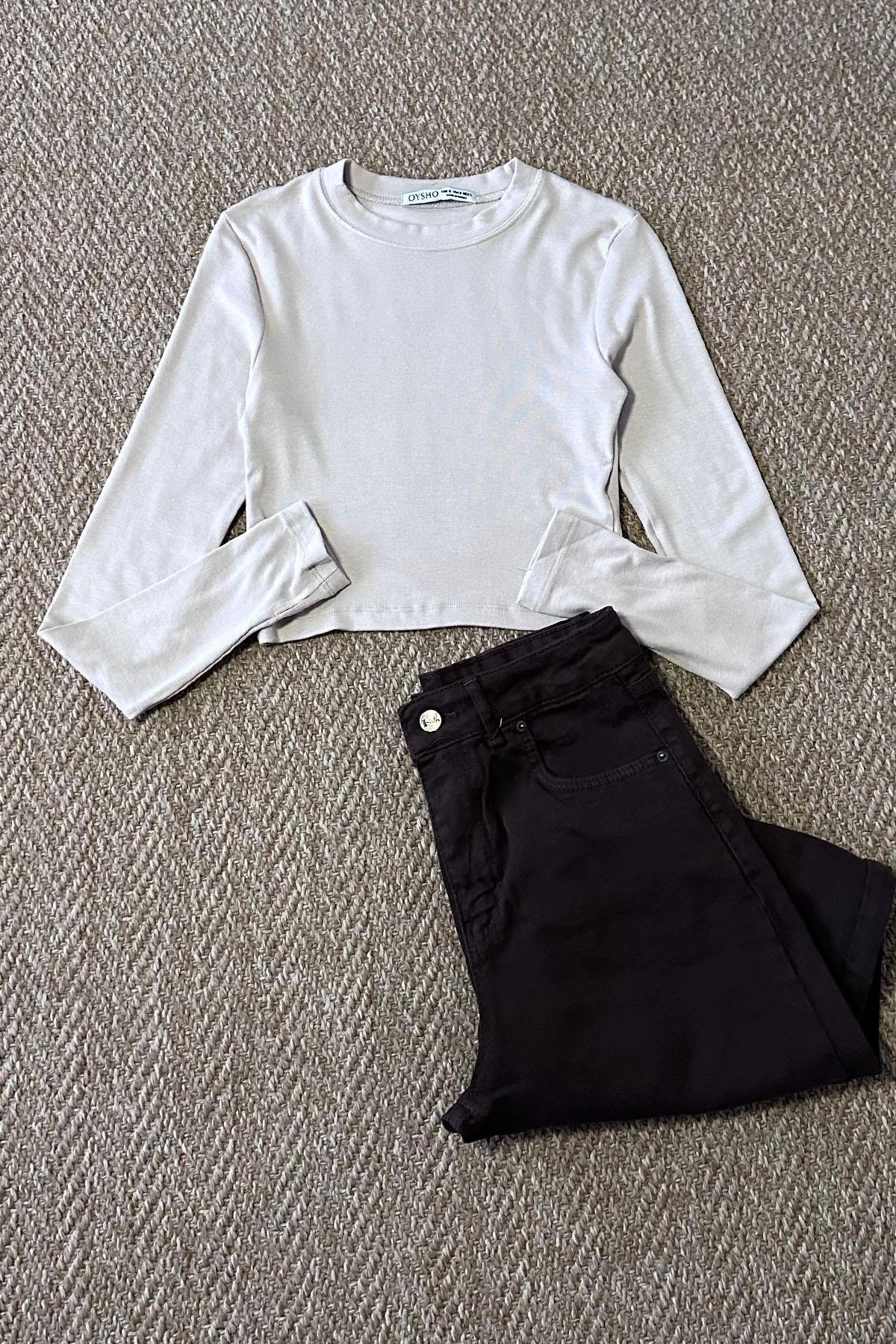 Kadın Parmak Geçirmeli Crop Body - TAŞ