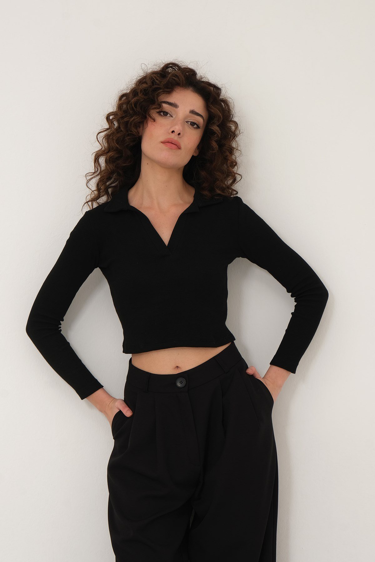 KADIN POLO YAKA UZUN KOLLU BODY