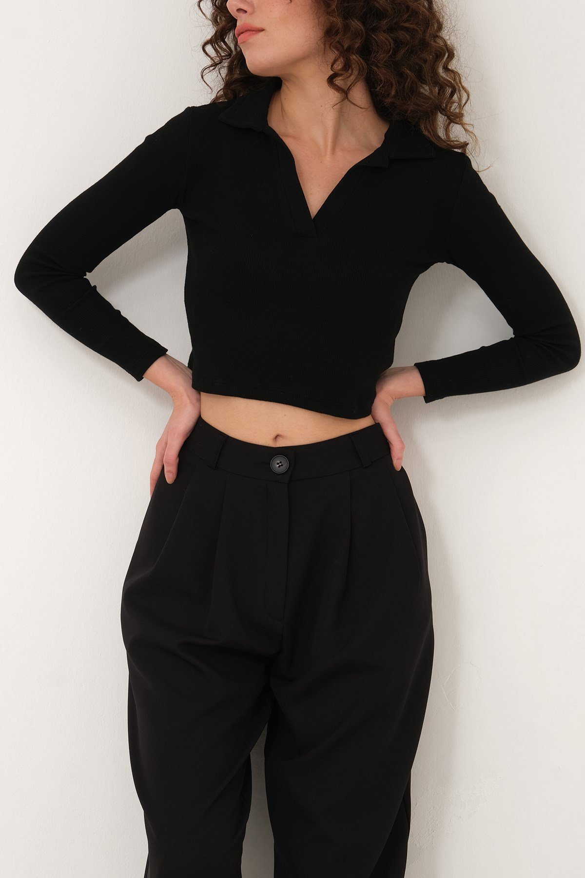 KADIN POLO YAKA UZUN KOLLU BODY
