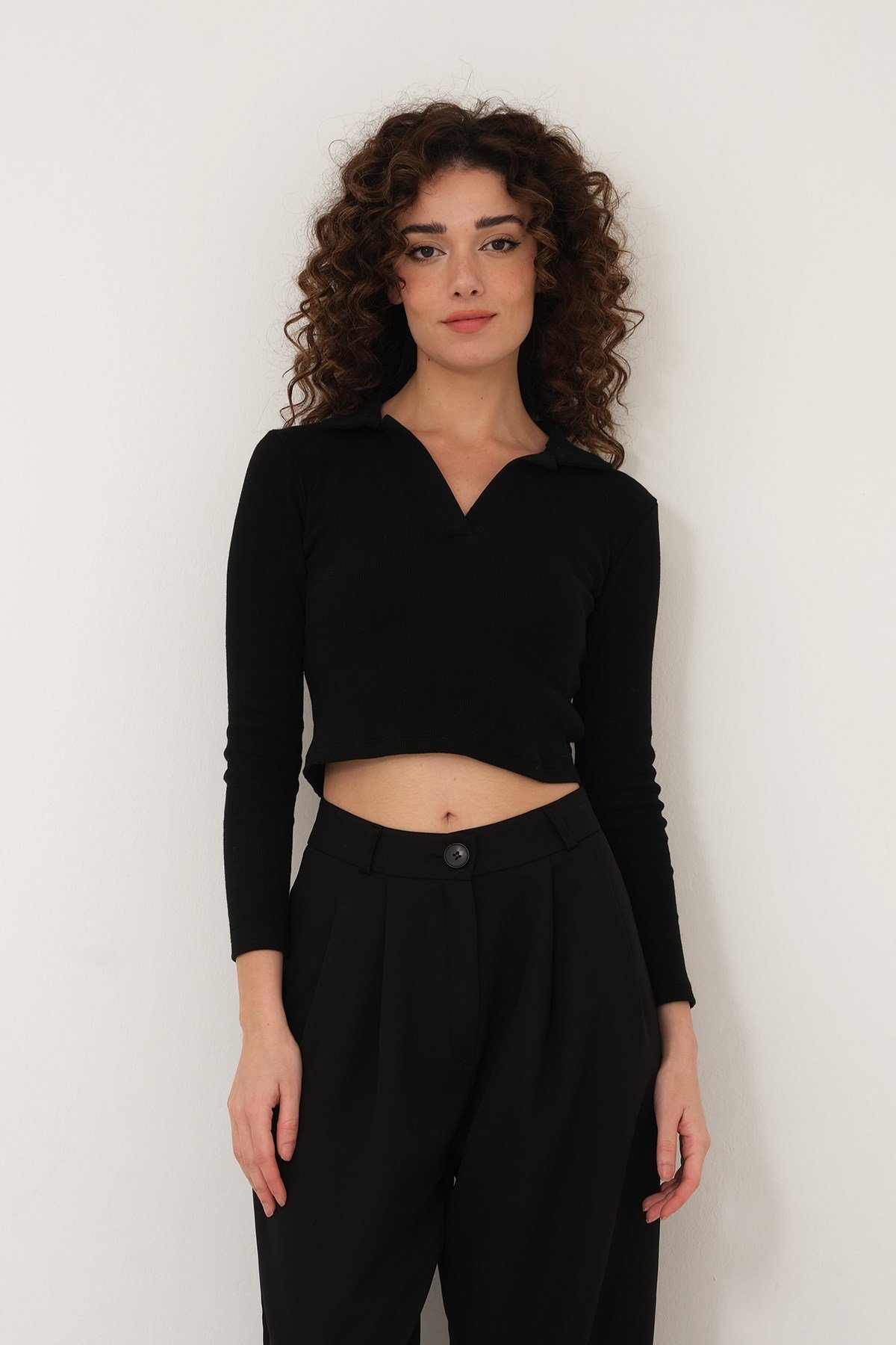 KADIN POLO YAKA UZUN KOLLU BODY