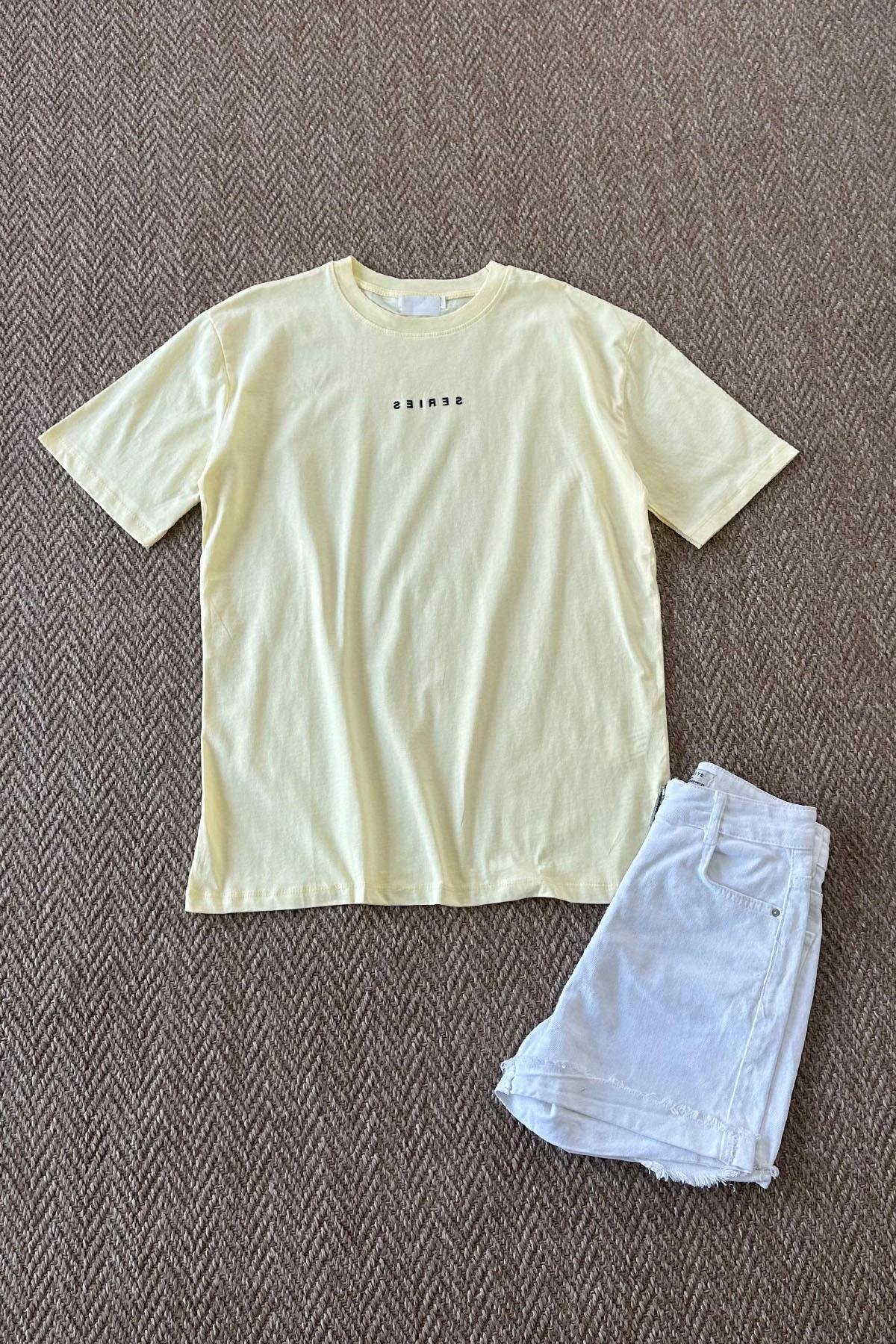 Kadın Series Kabartmalı Baskılı Tshirt - SARI