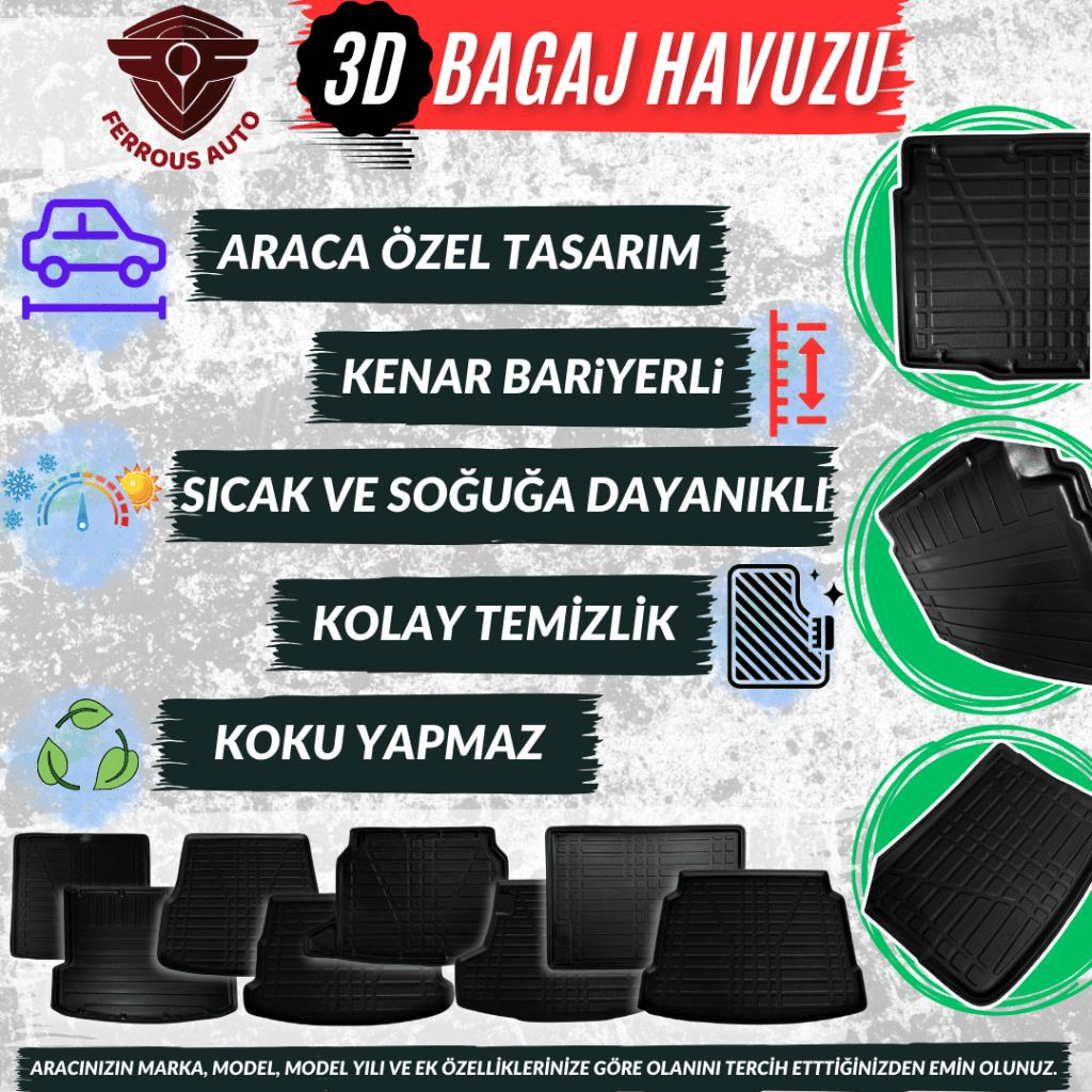 Peugeot Bipper Halı Zemin Ferrous 3D Bagaj Havuzu 2008 ve Üstü
