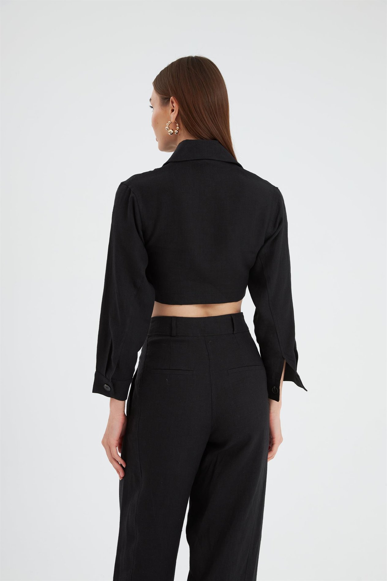 Cool Mode Serisi %100 Keten Pantolon Siyah