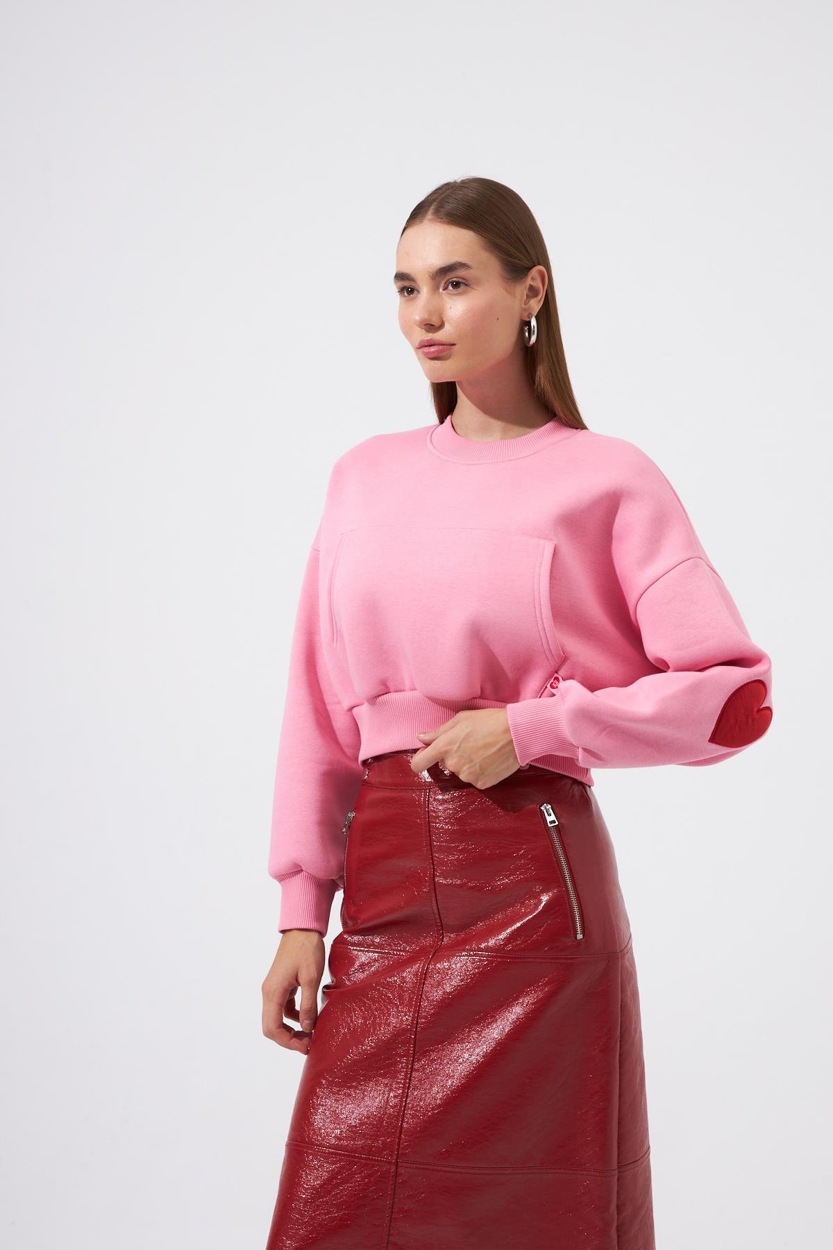 Nok Love Serisi Aplikeli Sweatshirt Pembe