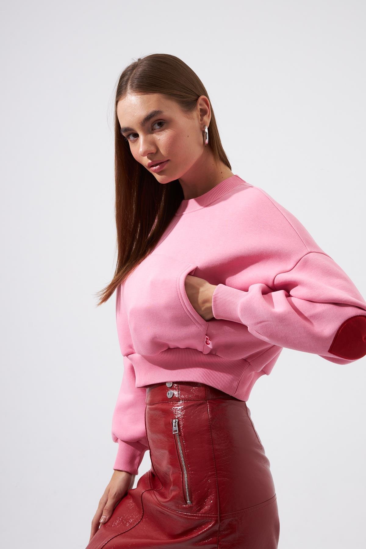 Nok Love Serisi Aplikeli Sweatshirt Pembe