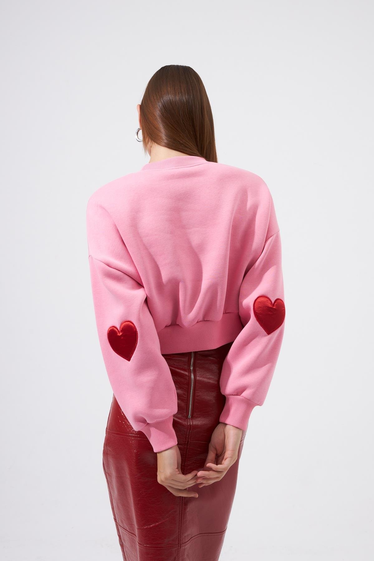 Nok Love Serisi Aplikeli Sweatshirt Pembe