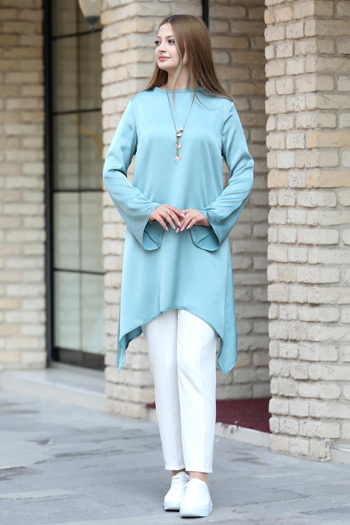 Armin Double Krep Kumaş Tunik - Mint