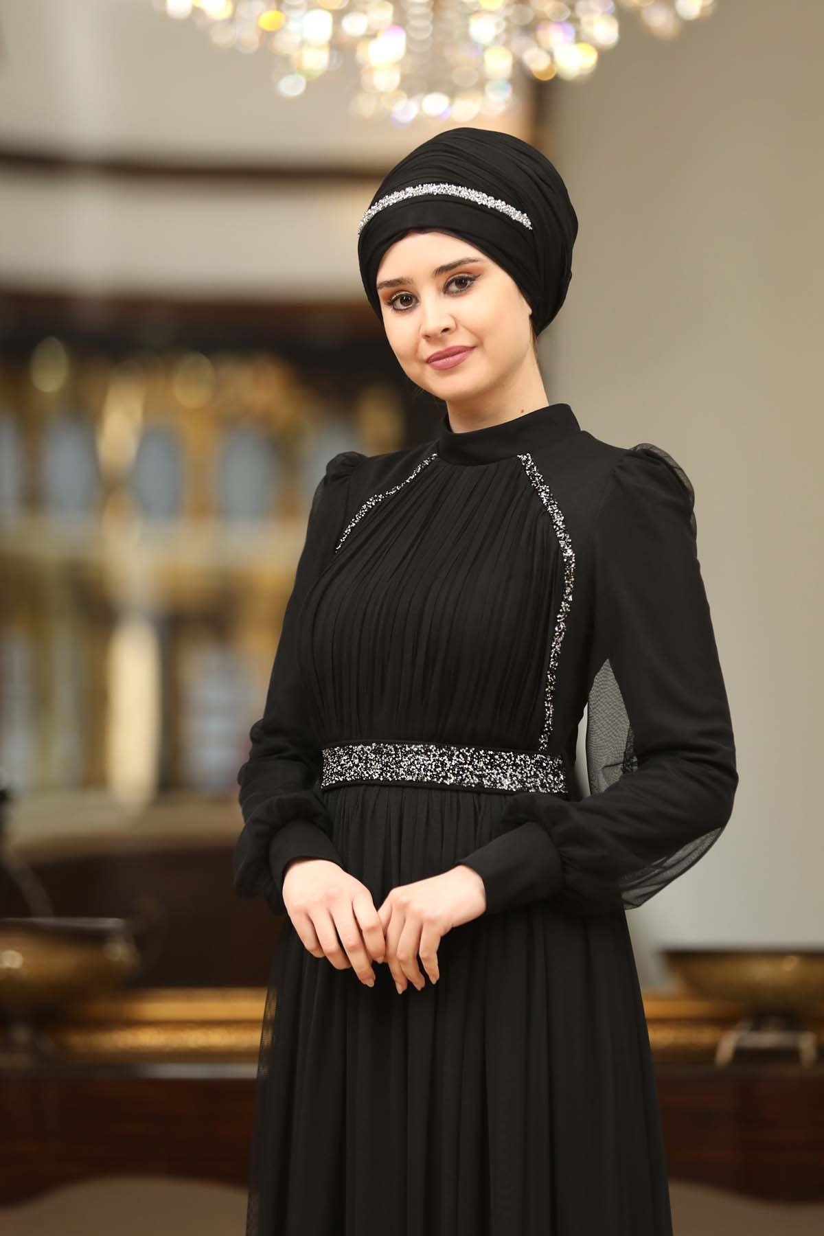 Efsane Tesettür Abiye Siyah