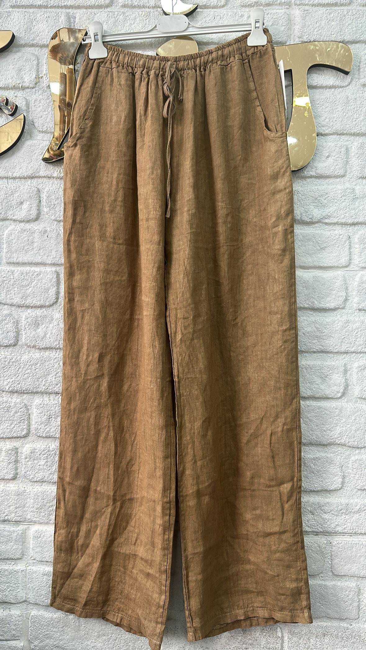 İthal Pantolon Keten Taba