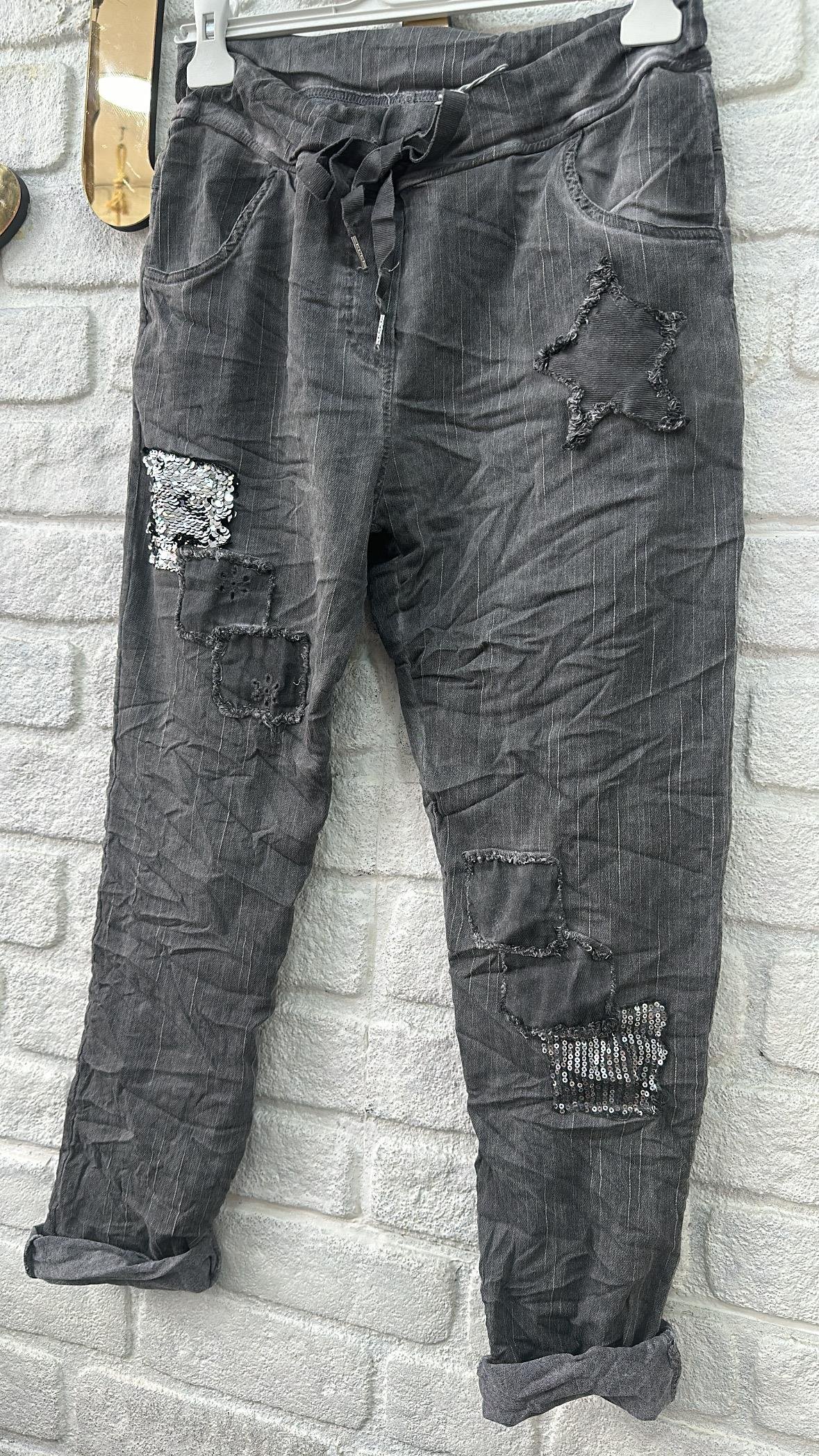 İthal Pantolon Yıldız Pul Desen 
