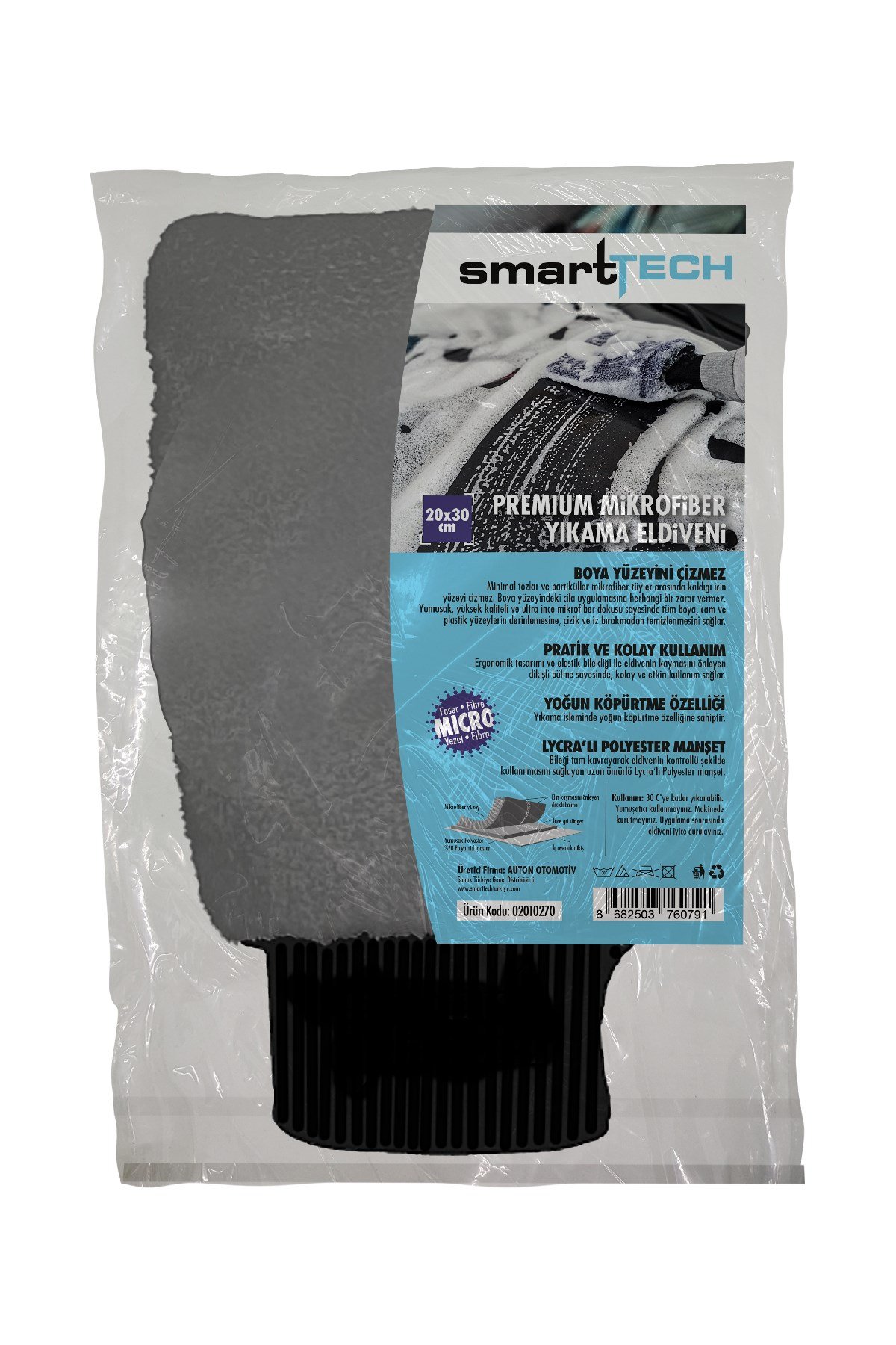 Smart Tech Premium Mikrofiber Yıkama Eldiveni Gri | Sonax 