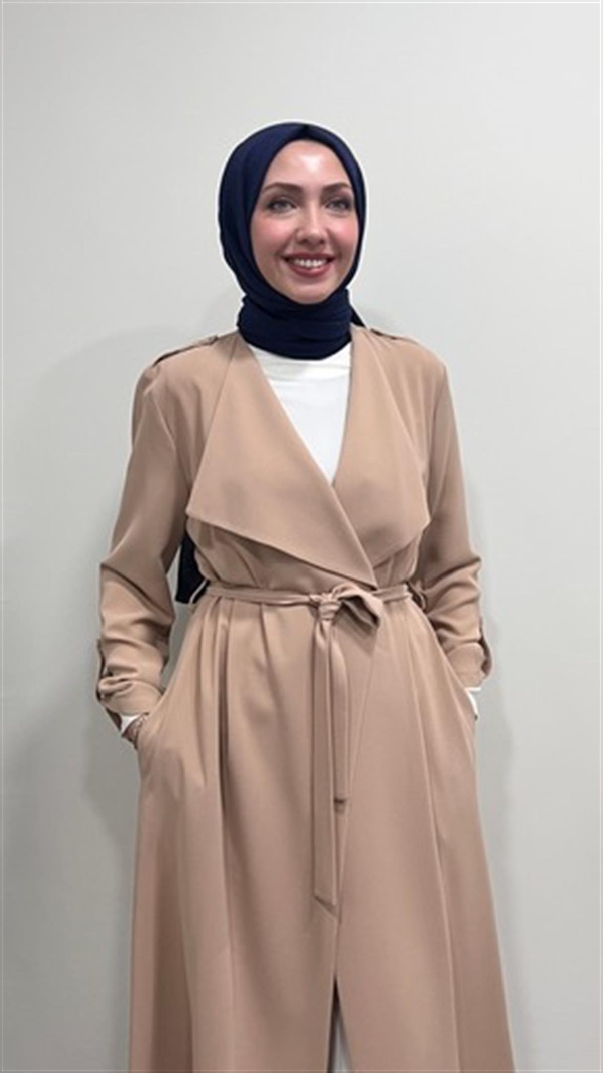 BELDEN BAĞLAMA ÇITÇITLI TESETTÜR KAP - TAŞ