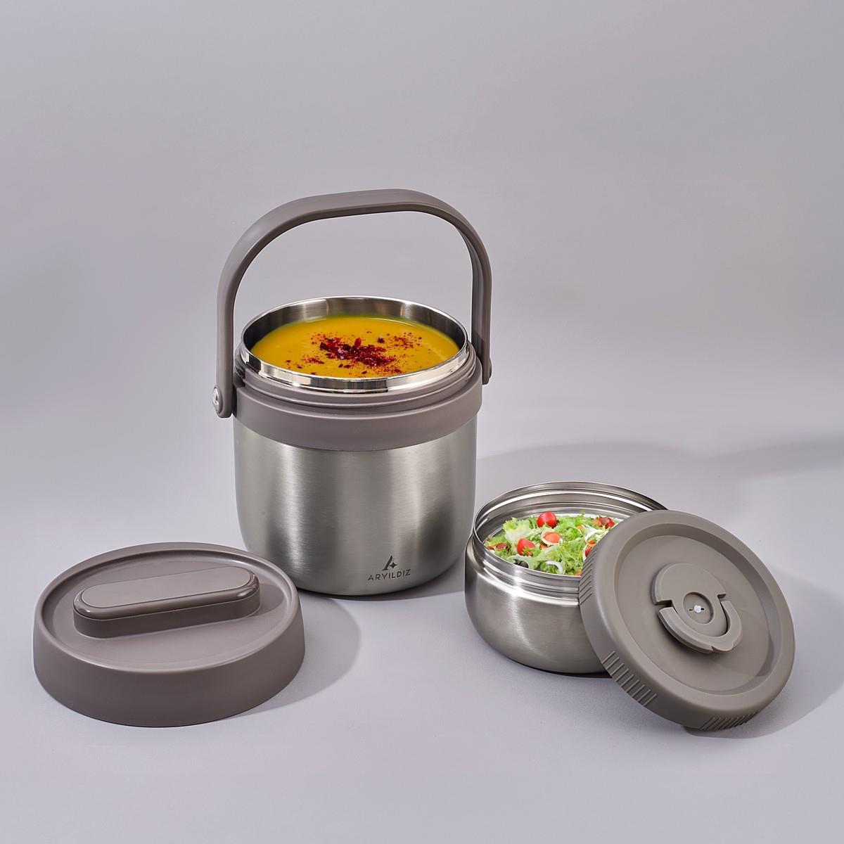 Aryıldız Bento Lunch Box Yemek Termosu Yuvarlak Steel 1400 Ml Ar262283 
