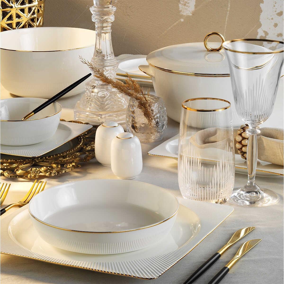 Aryıldız Maria Gold 12 Kişilik 60 Parça Porselen Yemek Takımı Ar251034 