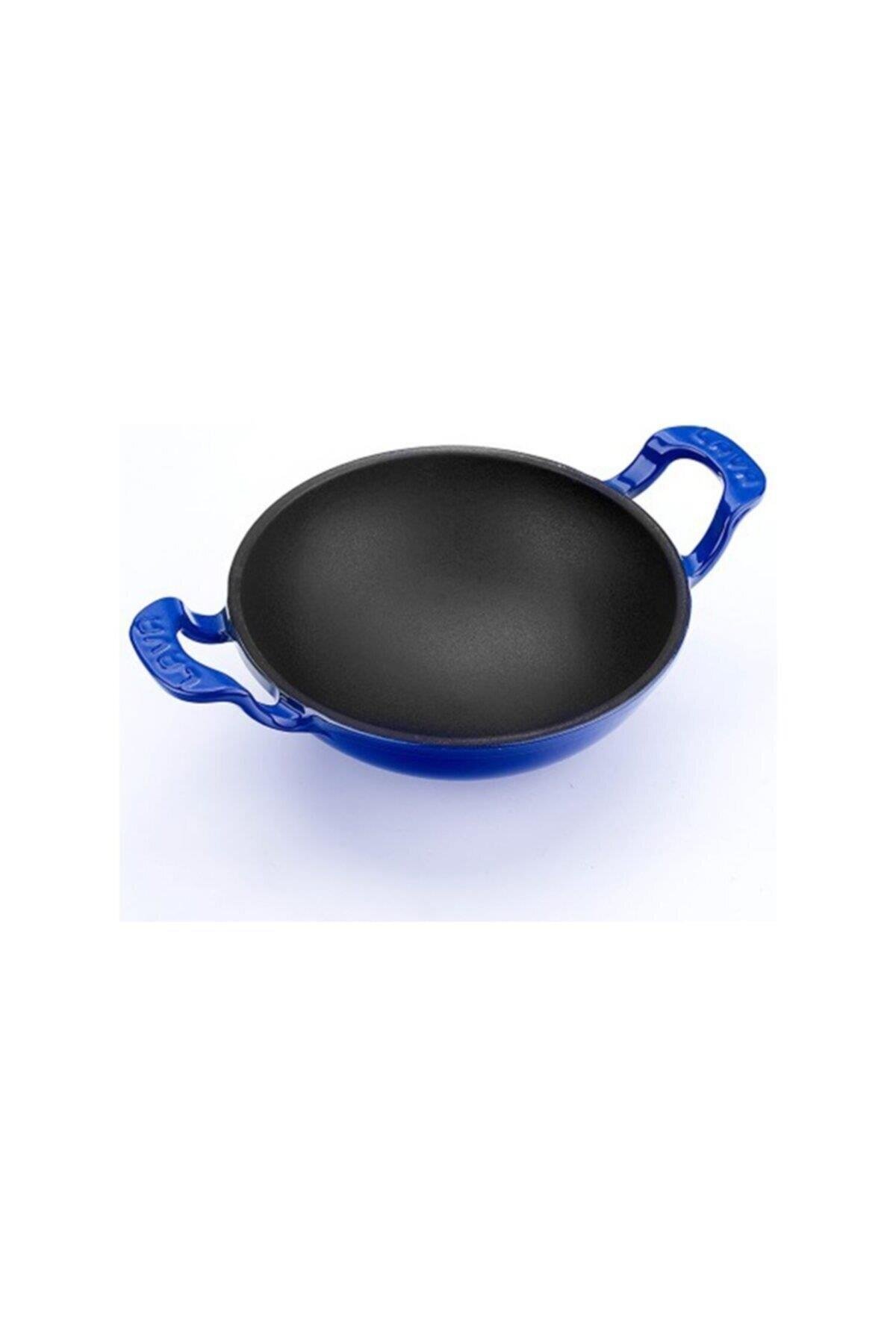Lava Döküm Wok Tava 16 Cm Mavi Renk Çift Metal Kulplu LV WOK 16 K0 B 