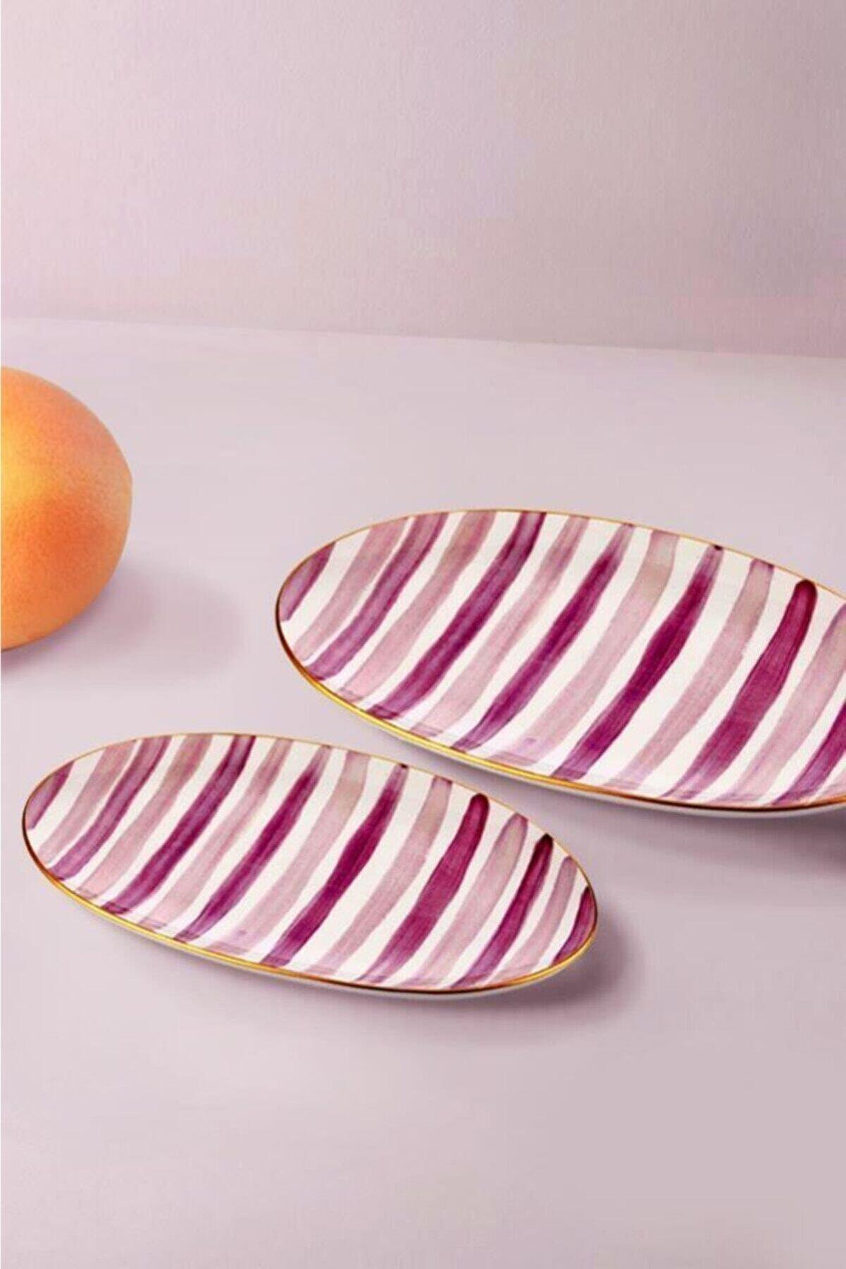 The Mia Fez Oval Servis 2li Set - 26cm & 29cm Mor FEZ0030 