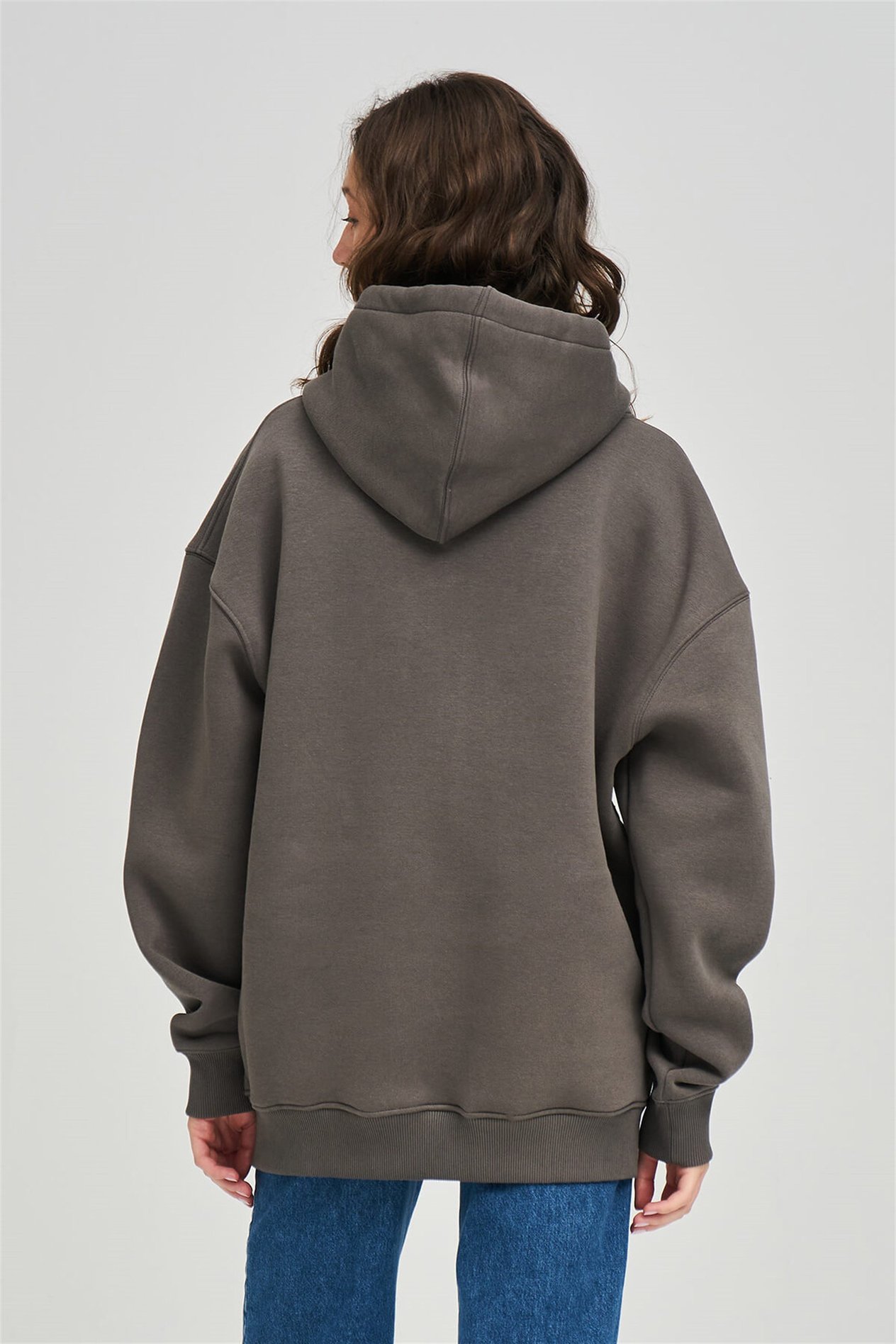 Trendiz Unisex Fermuarlı Antrasit Oversize Sweatshirt