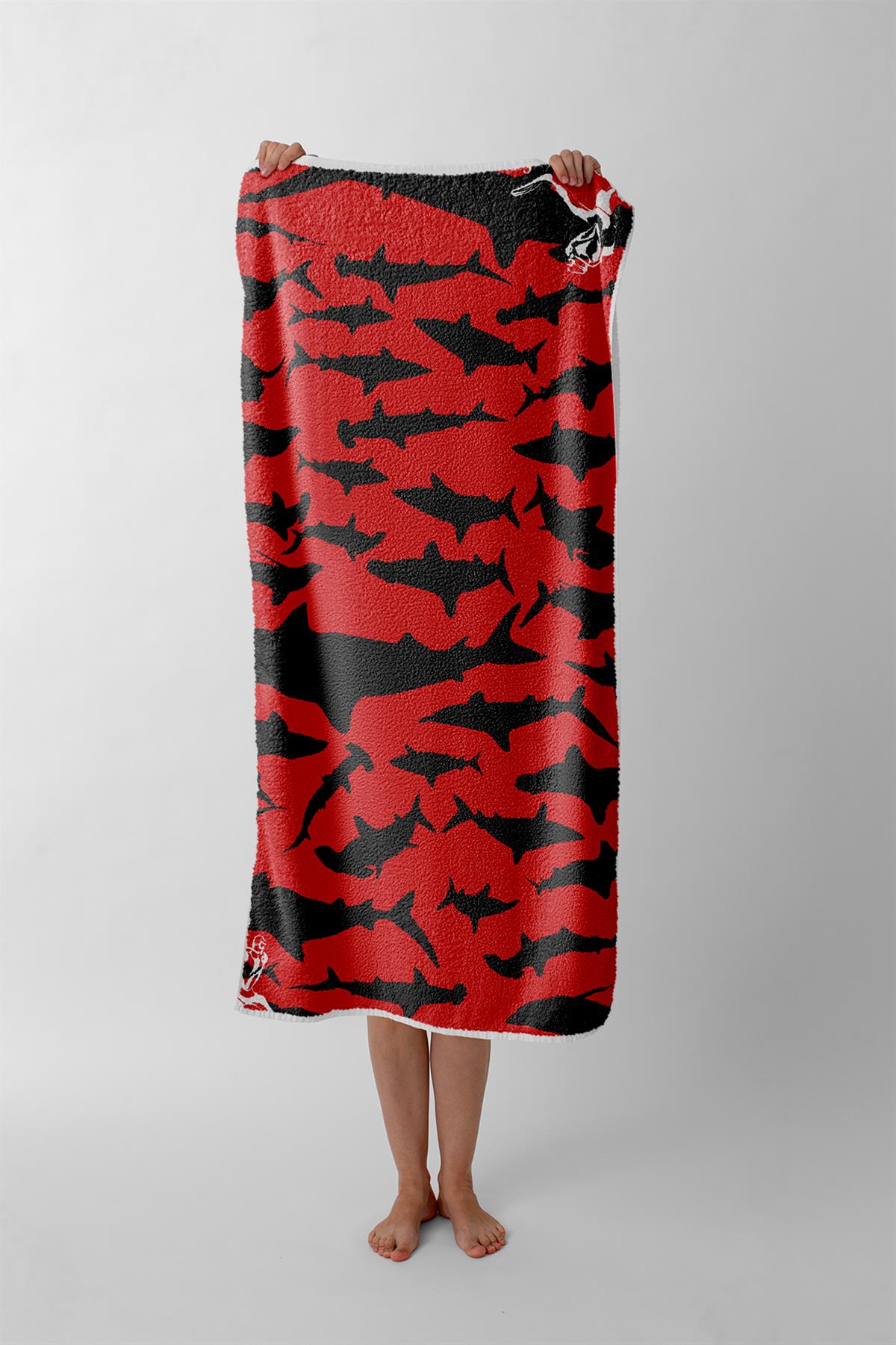 Shark Red Havlu