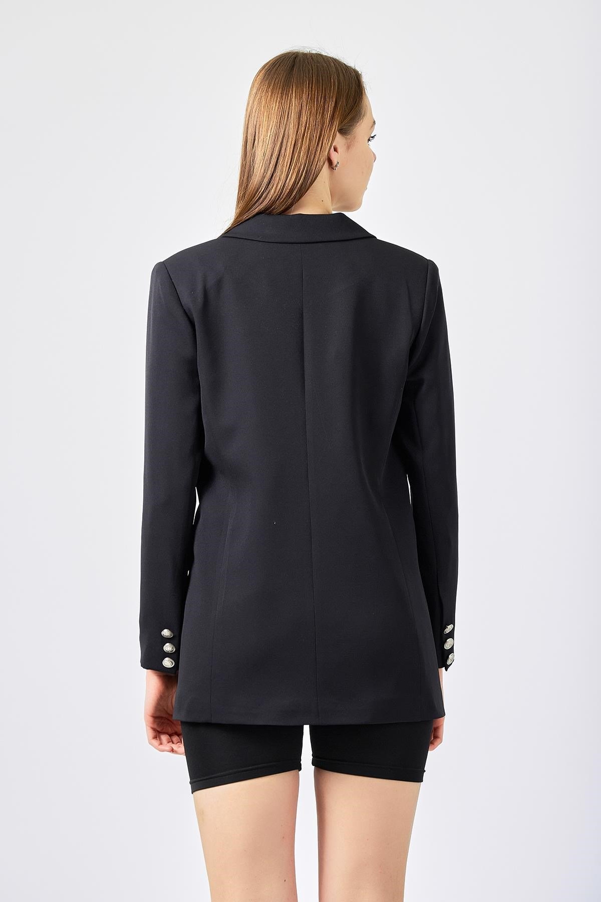 Siyah Kruvaze Blazer
