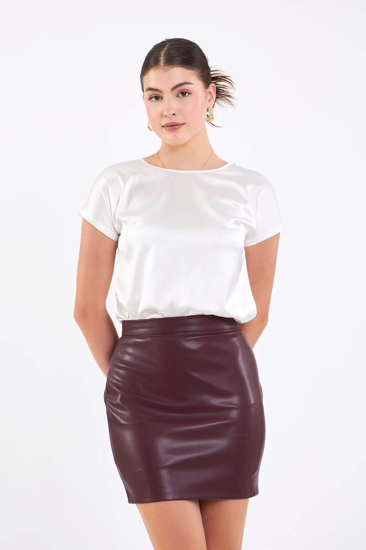 Faux Lether Mini Skirt