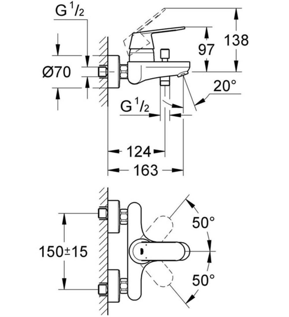 Grohe Eurocosmo Banyo Bataryası Krom 32831000