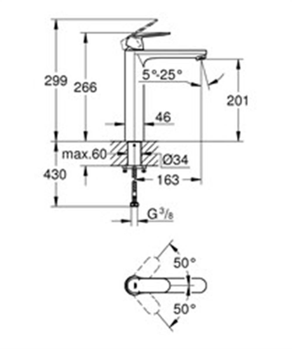 Grohe Eurocosmo Tezgah Üstü Lavabo Bataryası Krom 23921000