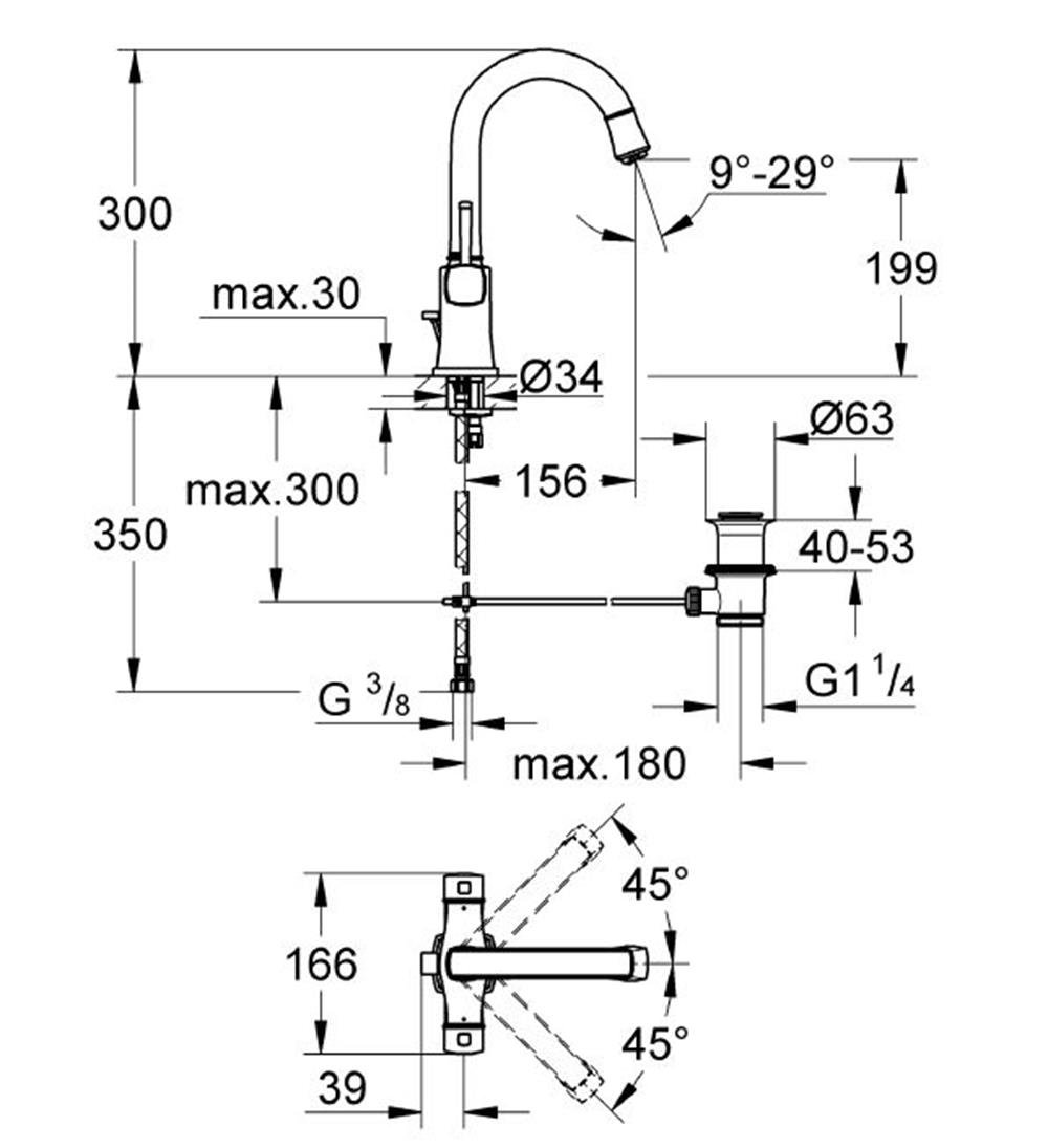 Grohe Grandera Lavabo Bataryası Krom 21107000
