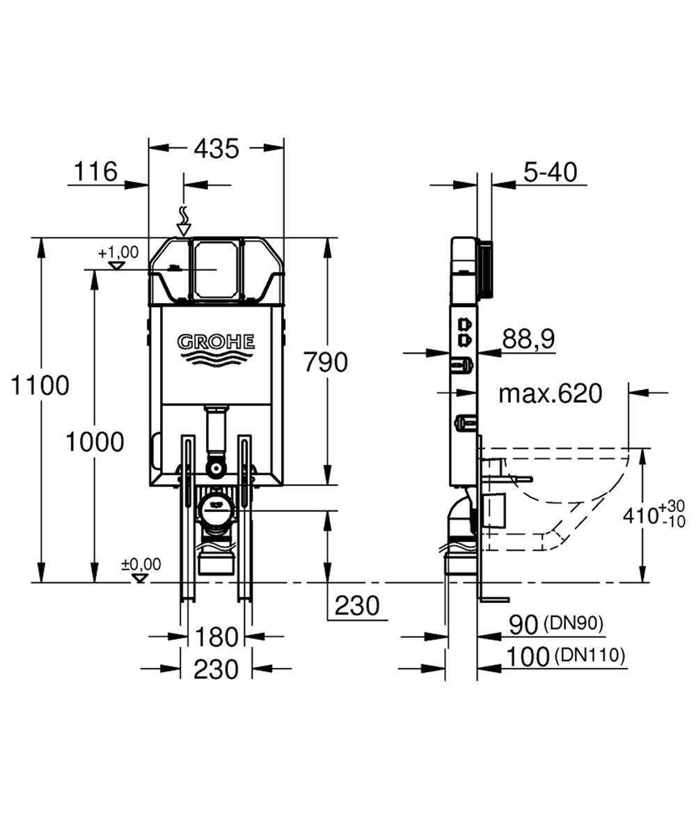 GROHE Uniset İnce Gömme Rezervuar Seti 80 mm 39840000