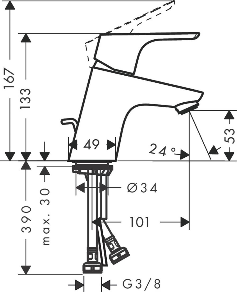 Hansgrohe Focus Lavabo Bataryası Sifon Kumandalı Krom 31730000