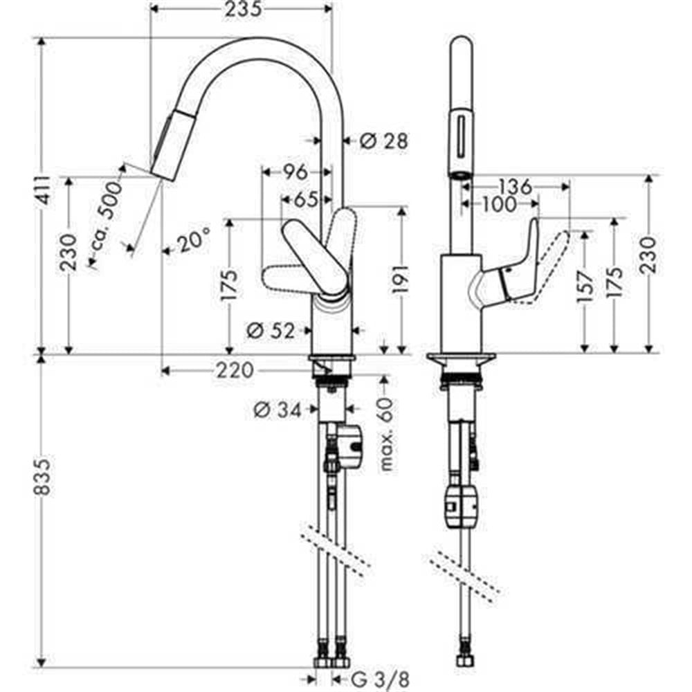 Hansgrohe Focus M41 Eviye Bataryası Mat Siyah 31815670