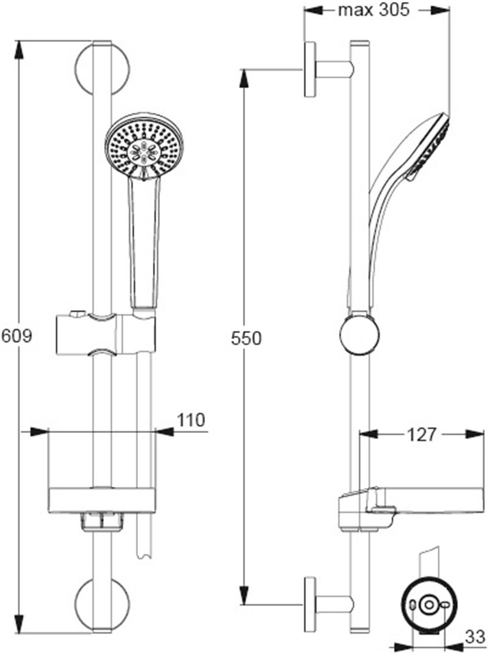 Ideal Standard IdealRain Sürgülü Duş Seti Çap 8 cm Krom B9503AA