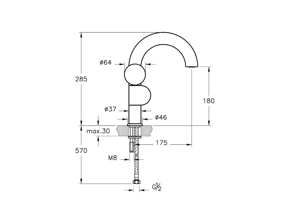 VitrA Liquid Sol El Lavabo Bataryası Parlak Siyah A4275539