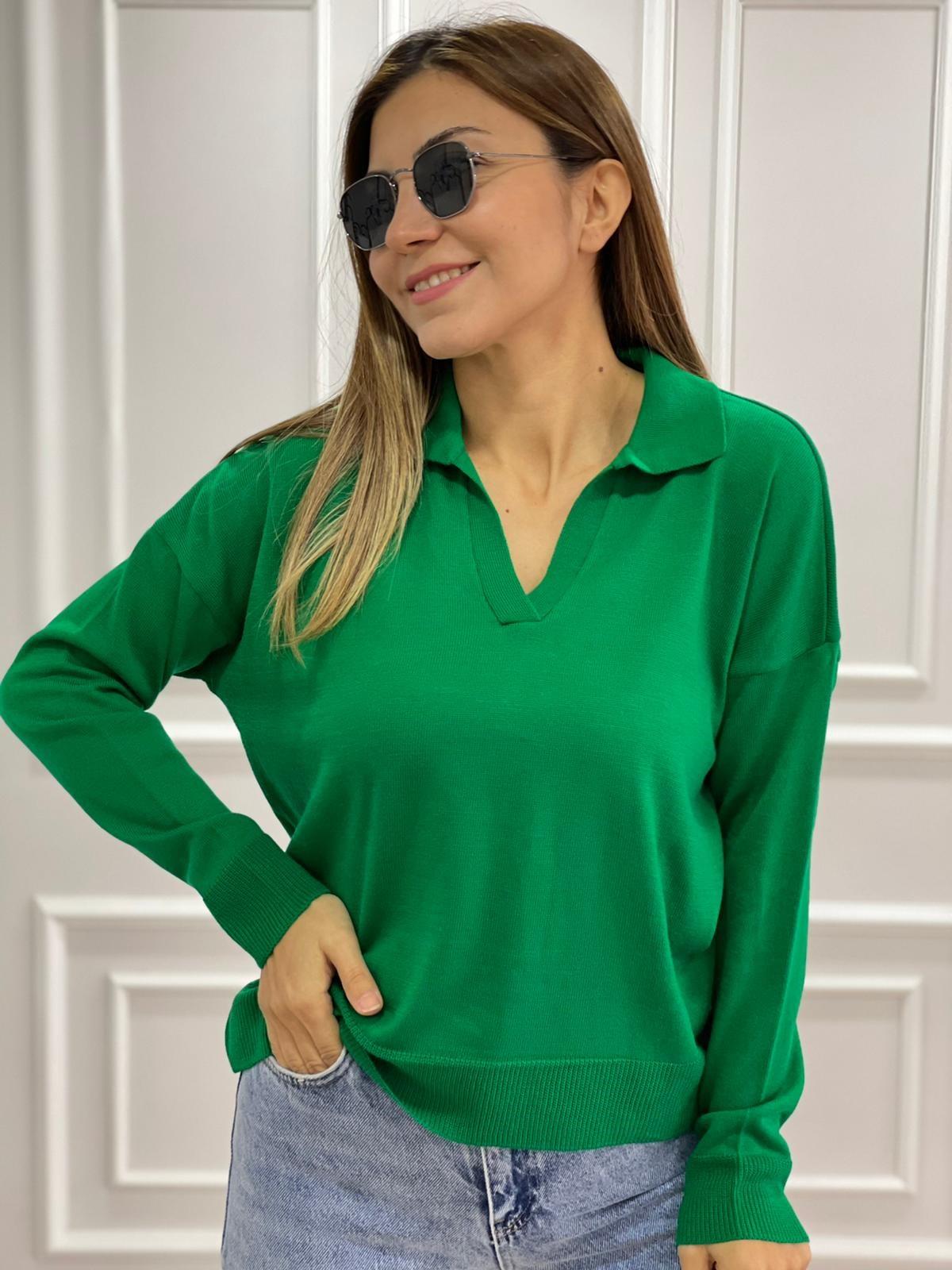Yeşil Polo Yaka Triko BS 3215