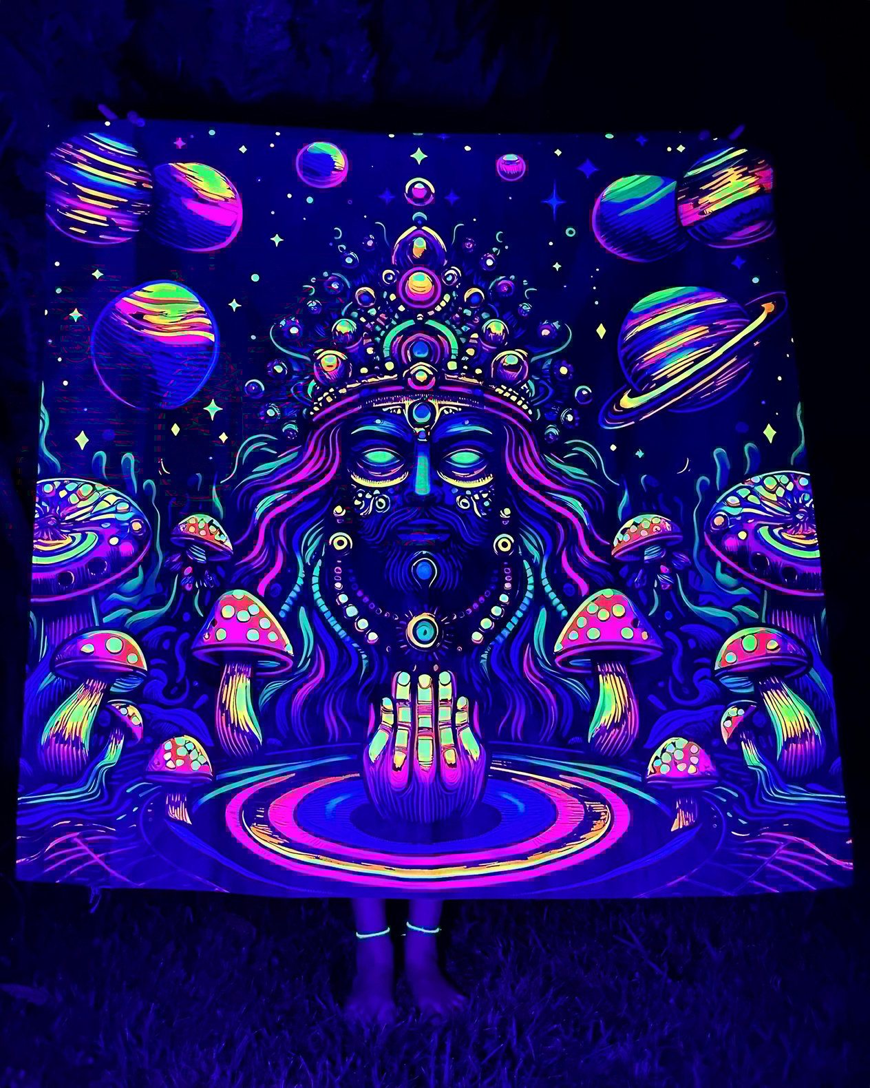 Hindu Guru Show Me the Way / Neon Duvar Örtüsü Tapestry