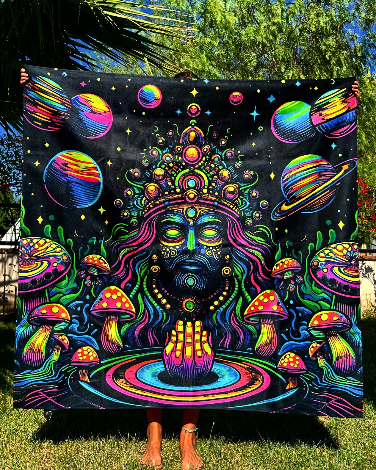 Hindu Guru Show Me the Way / Neon Duvar Örtüsü Tapestry