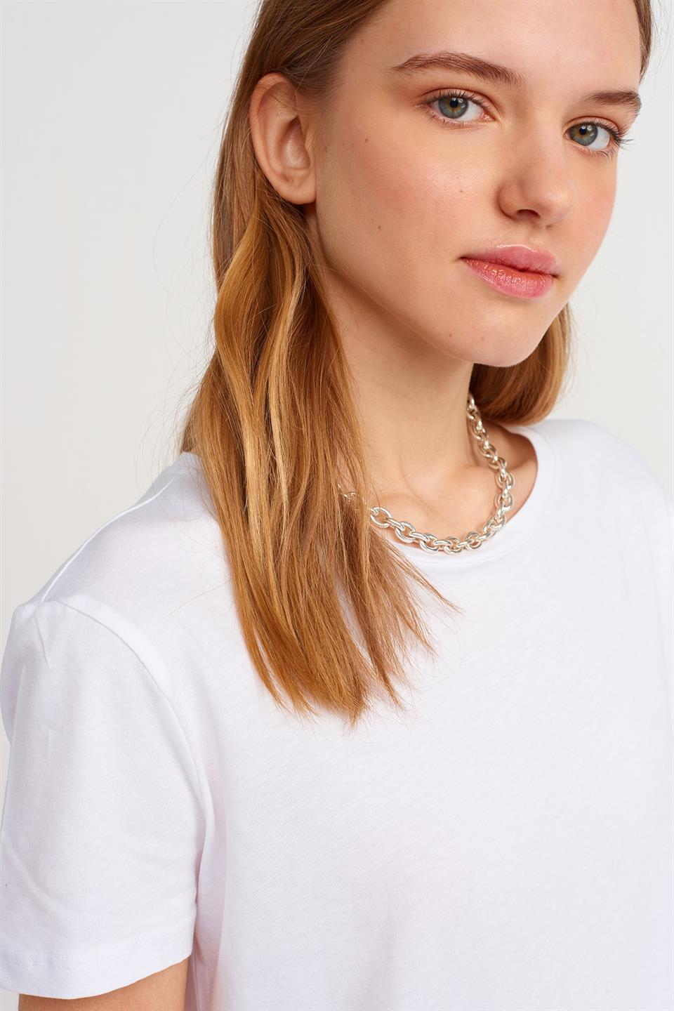 Bisiklet Yaka Basic T-shirt DL3471
