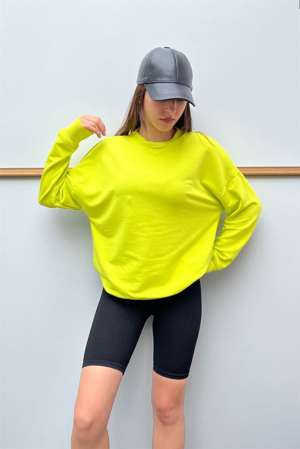 Bisiklet Yaka Beli Yırtmaç Detaylı Sweatshirt MS9002