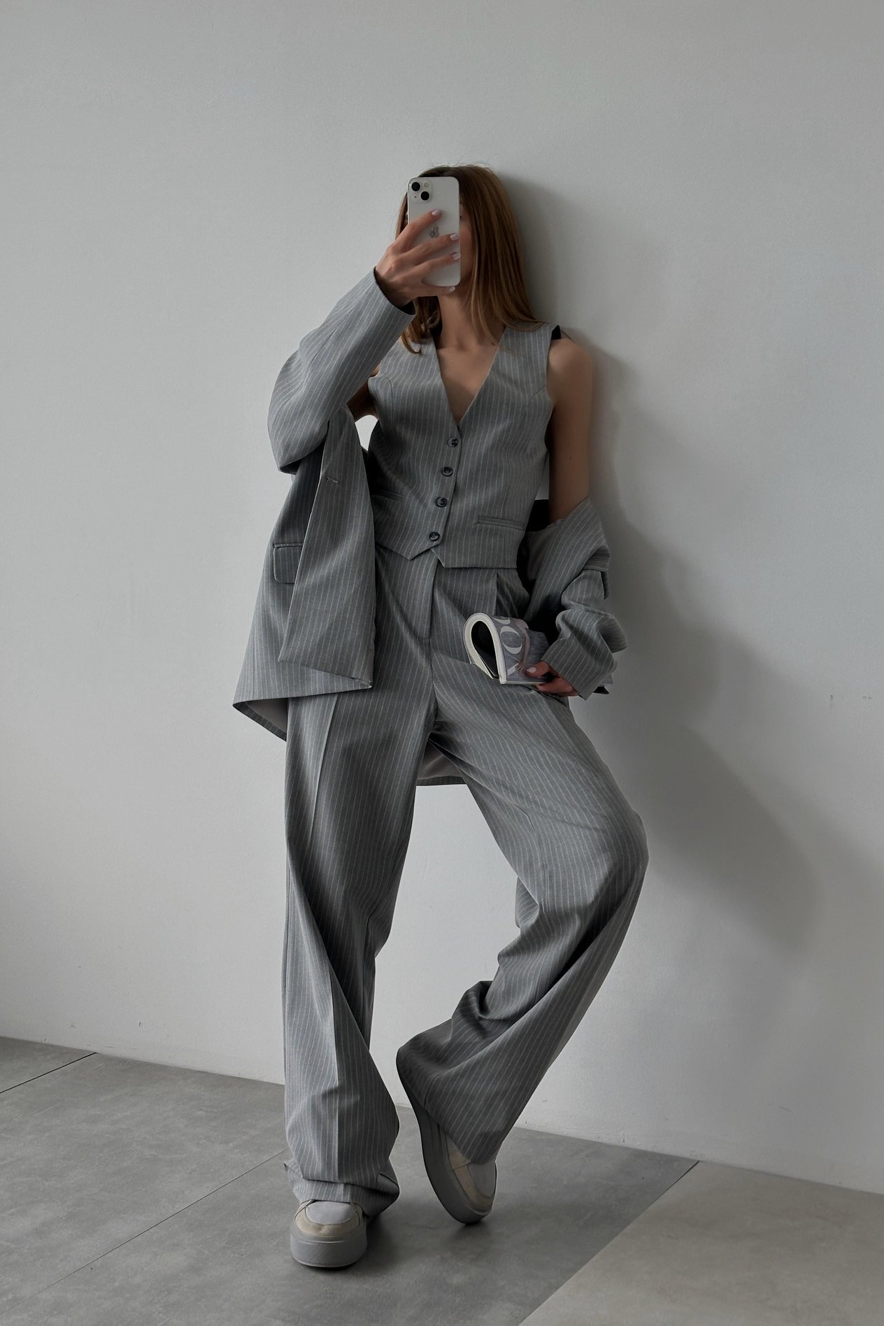 Çizgili İki Düğme Blazer Ceket DL60713